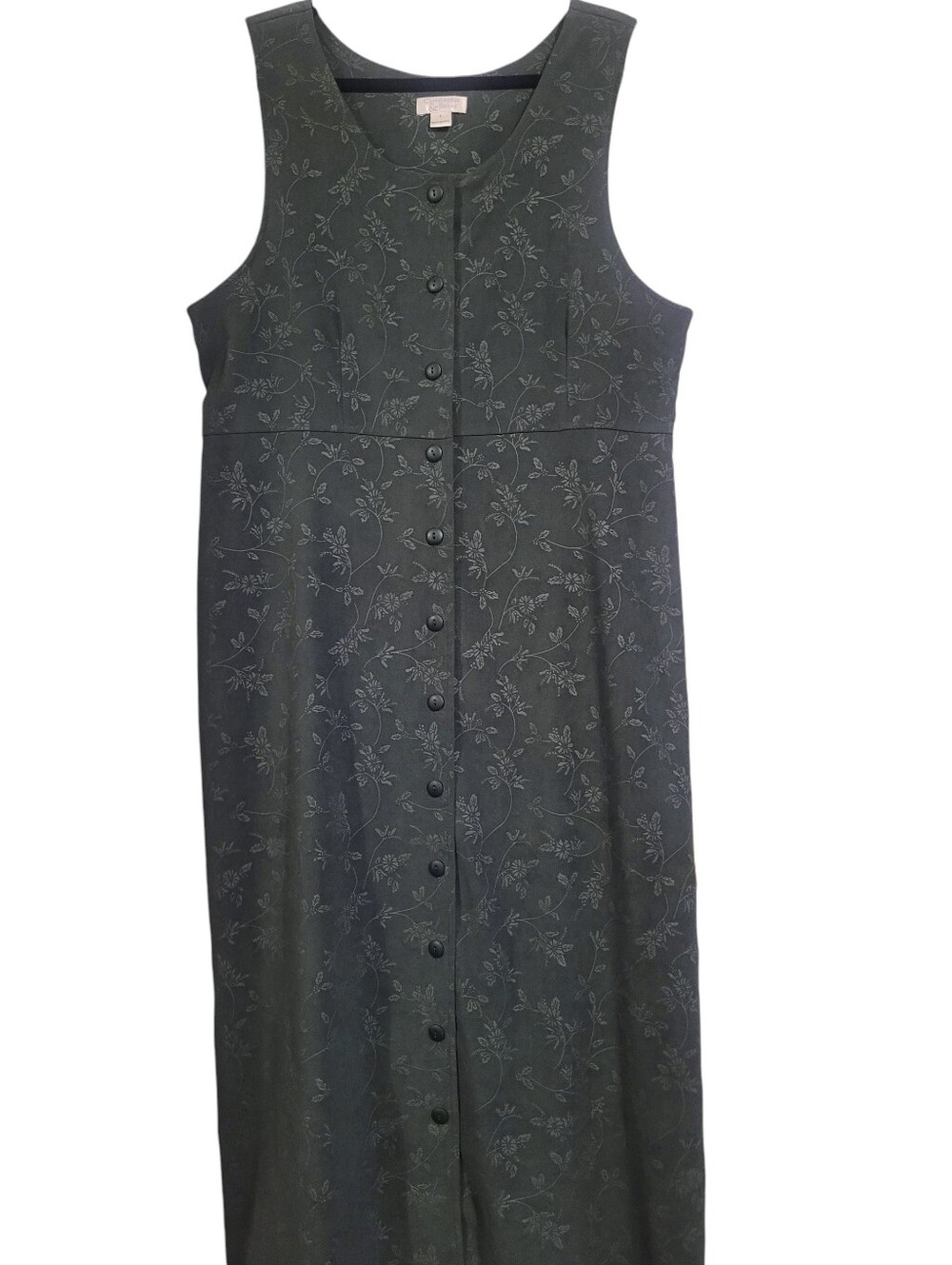 Christopher & Banks Green Sleeveless Button-up Floral Maxi Dress L Vintage
